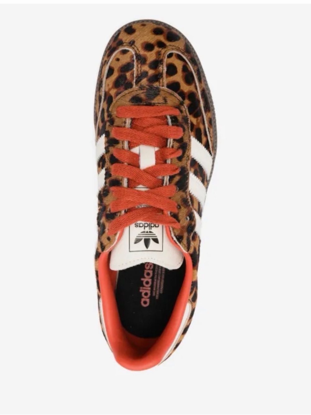 adidas Leopard Print Sneakers with White Stripes and Orange Laces